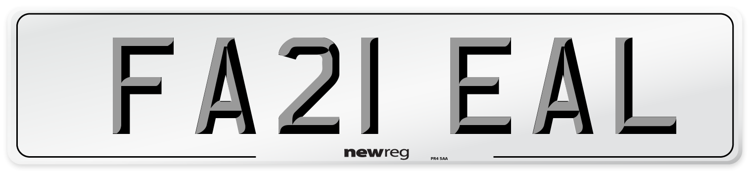 FA21 EAL Number Plate from New Reg